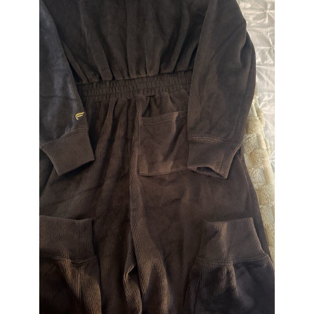 FABLETICS Cozy Cord Zip Jumpsuit Brown Solid Corduroy Women Size S - Picture 5 of 6